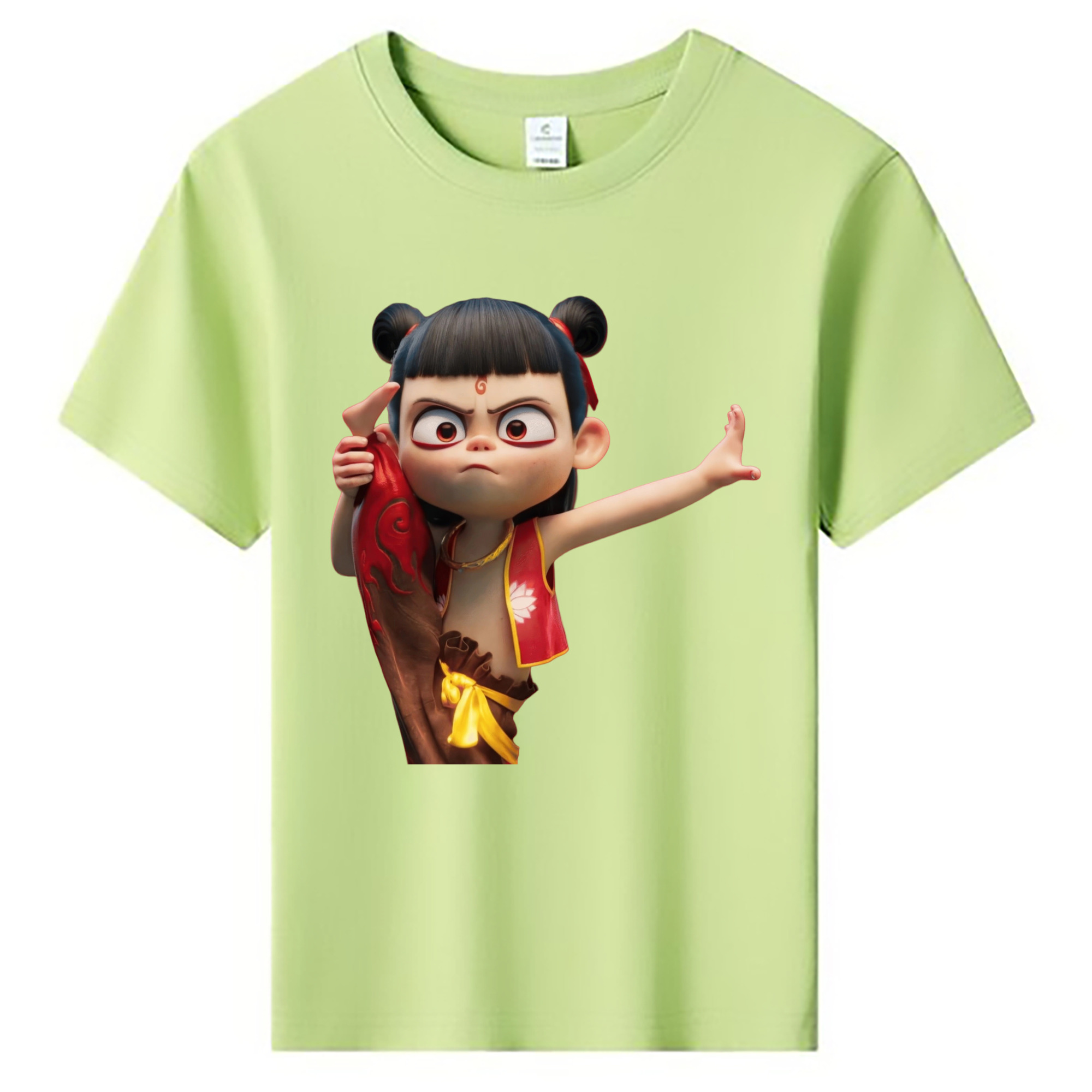 （画像用） Ne Zha 2 ナタ 魔童の大暴れ 綿100％キッズTシャツ（フロントプリント）